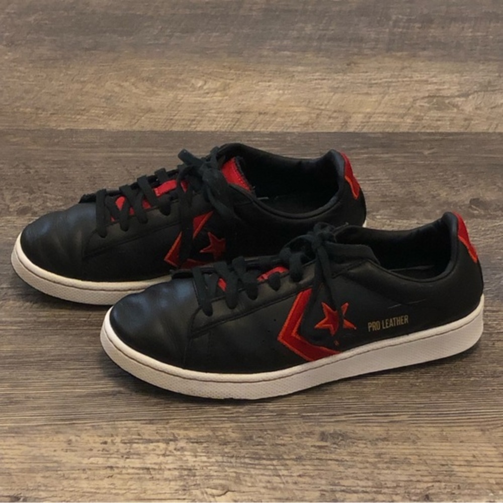 Converse Pro Leather Black Red Mens 8 Women’s 9.5 GUC